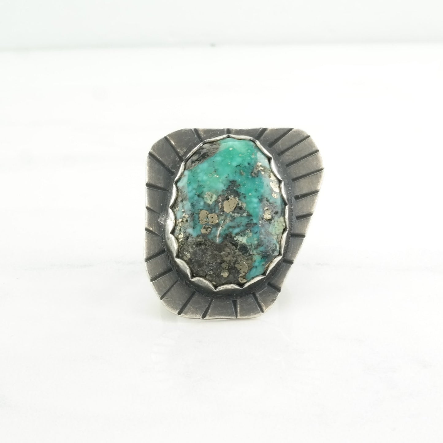 Vintage Southwest Silver Ring Turquoise Large Sterling Blue Size 5 1/2