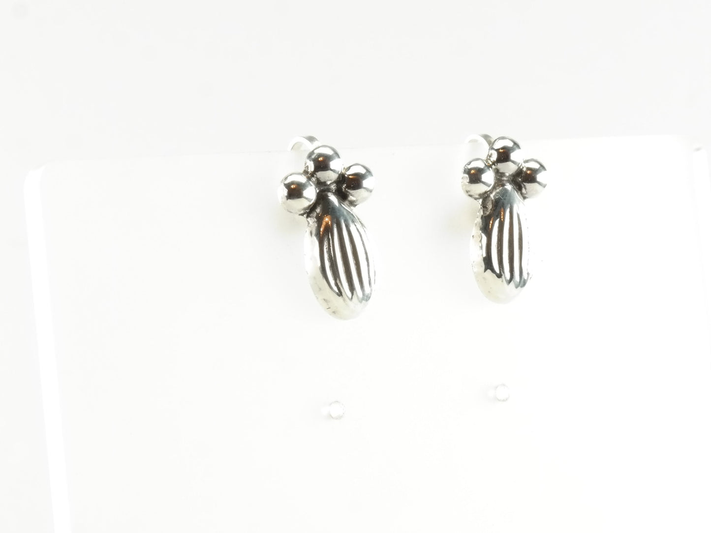 Modernist Sterling Silver Earrings Screw Back