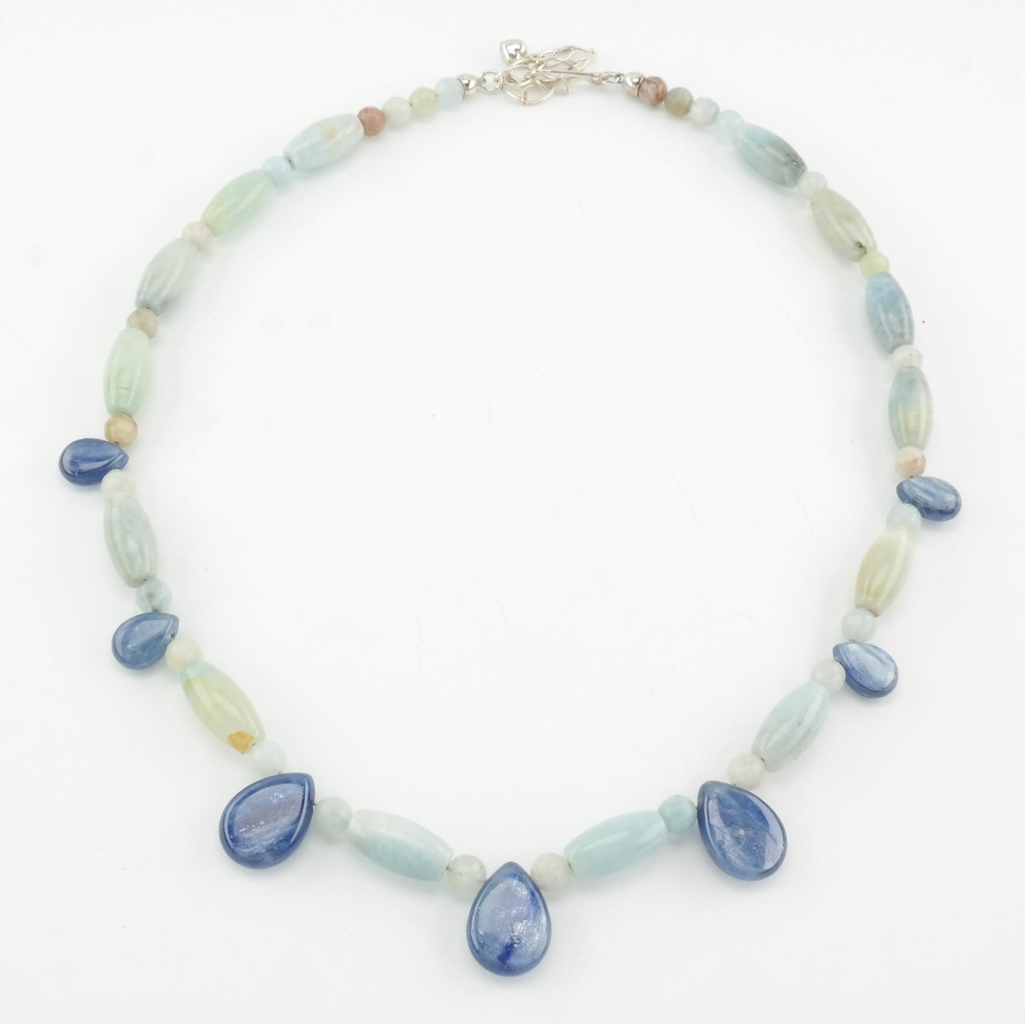 Vintage DTR Sterling Silver Blue Aquamarine, Kyanite Necklace