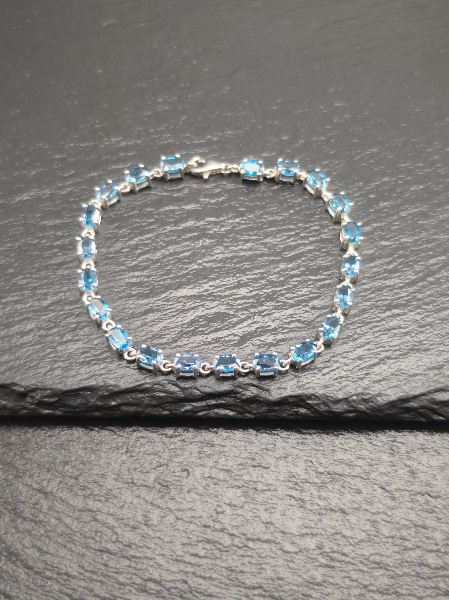 Vintage London Topaz Line Bracelet Sterling Silver