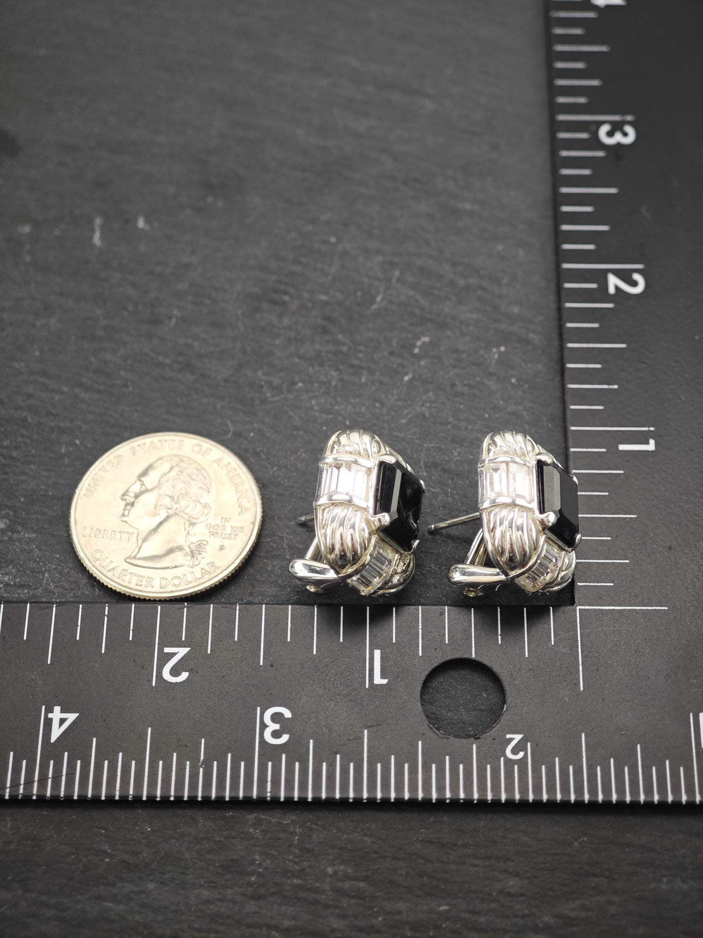 Vintage Judith Ripka Sterling Silver Omega Back Earrings