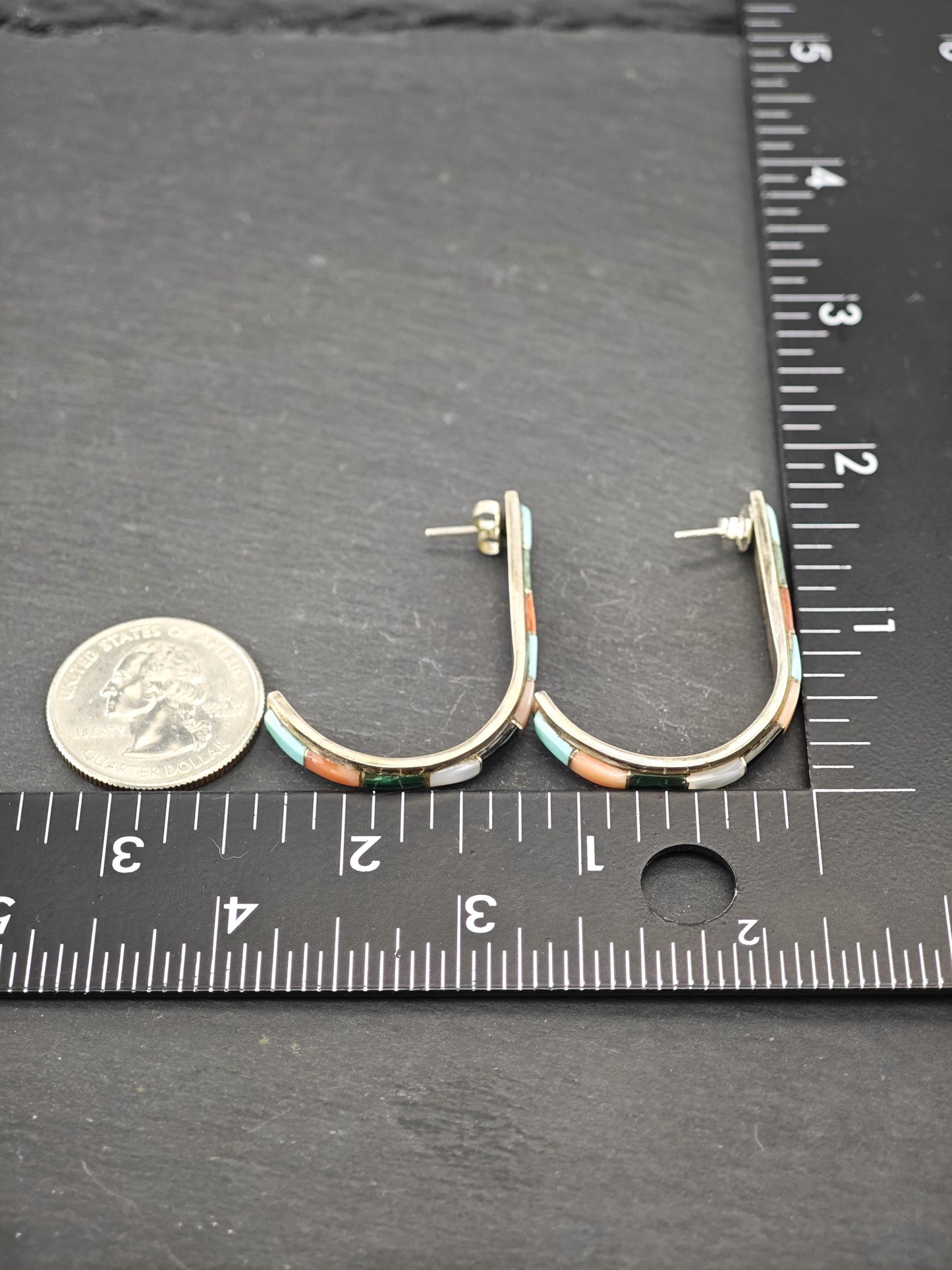 Native American, Hook Stud Earrings Sterling Silver