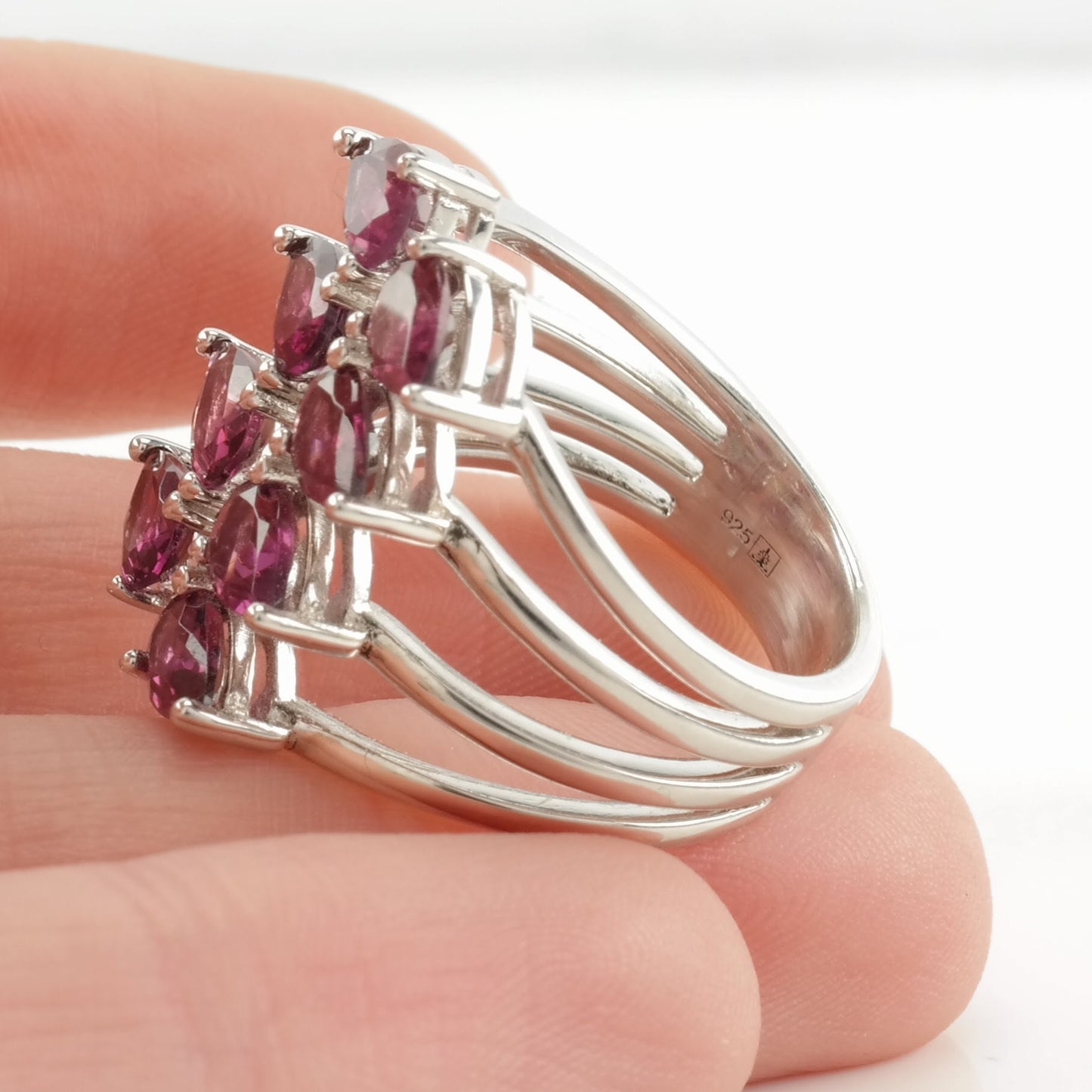 Vintage Sterling Silver Ring Garnet Purple Size 6 1/4