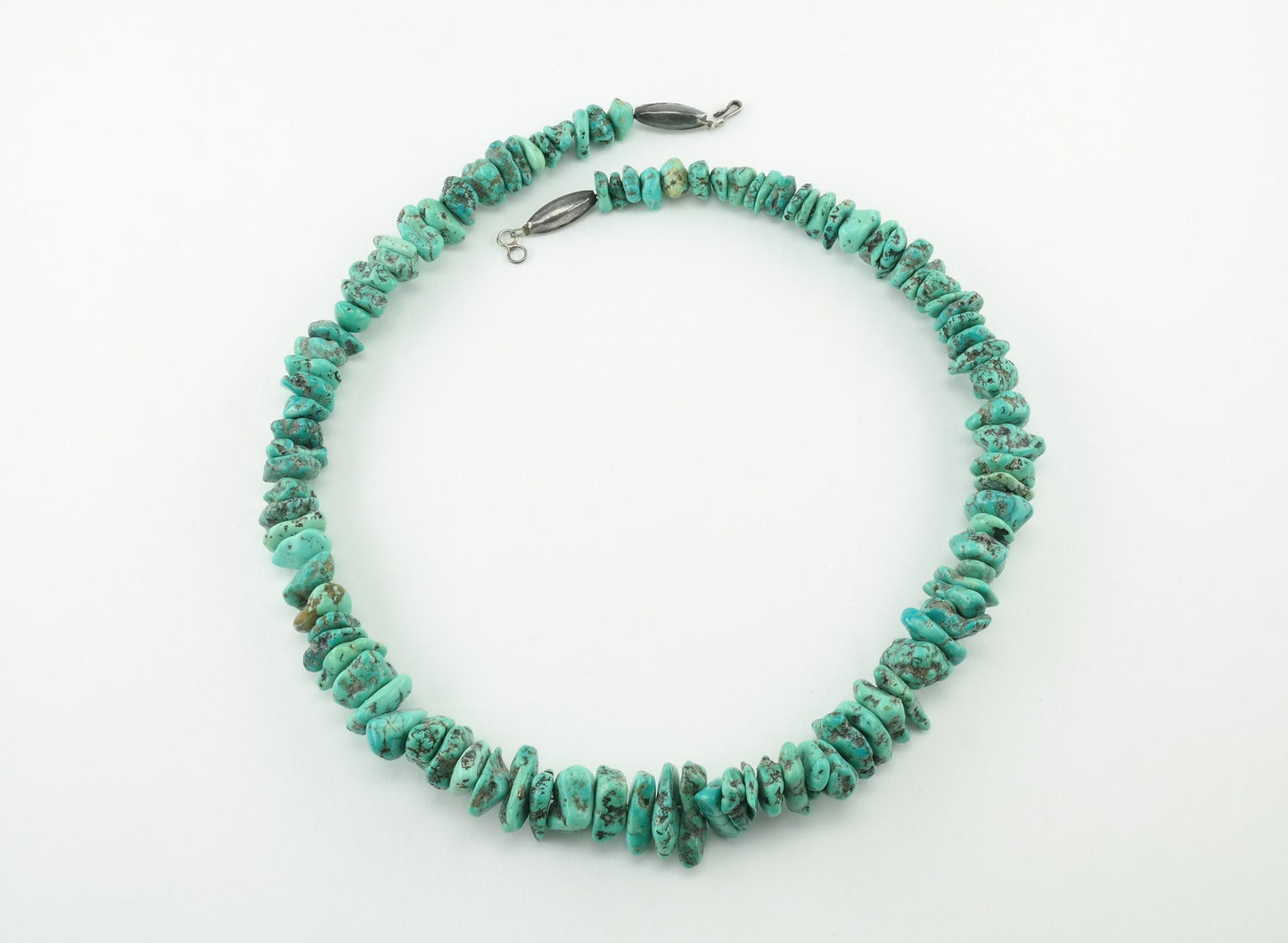 500ct Kingman Turquoise Nugget Necklace Sterling Silver