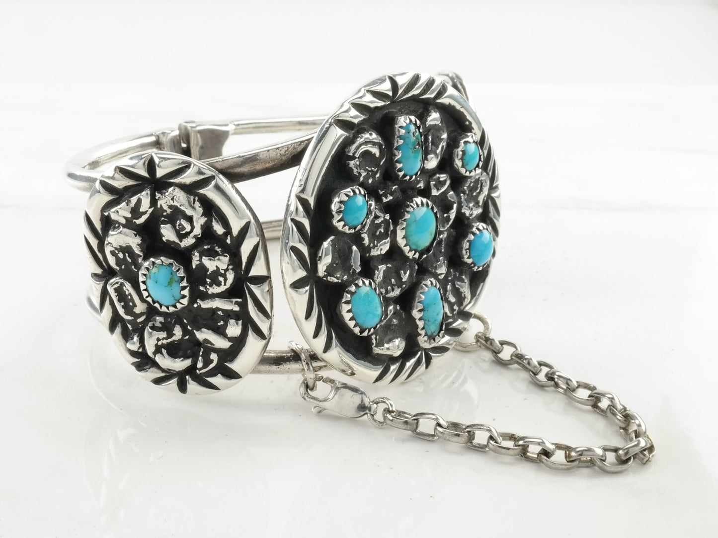 Navajo Turquoise Cuff Bracelet Sterling Silver