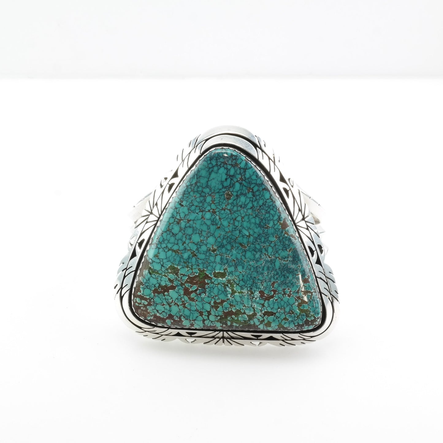 Spiderweb Turquoise Native American Sterling Silver Cuff Bracelet