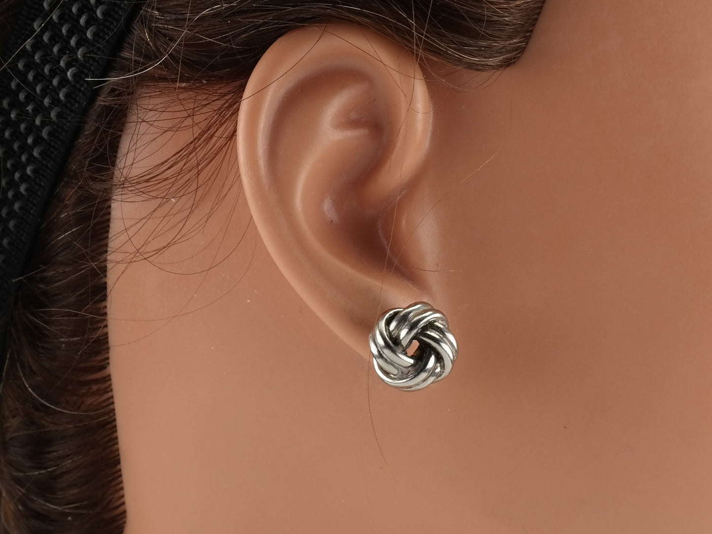 Minimalist Sterling Silver Braided Stud Earrings