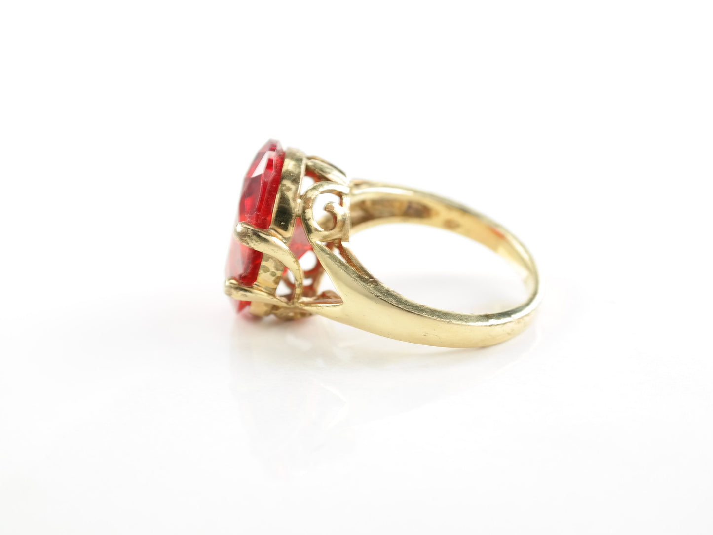 Vintage Sterling Silver Ring CZ Gold Plated Size 7