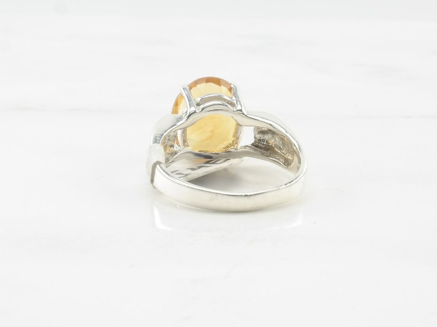 Vintage Sterling Silver Ring Citrine Yellow Size 7 1/2