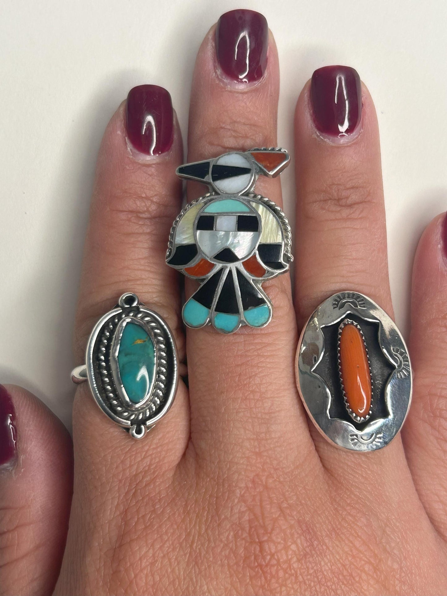 Vintage Native American Silver Ring Turquoise Sterling Green Size 7