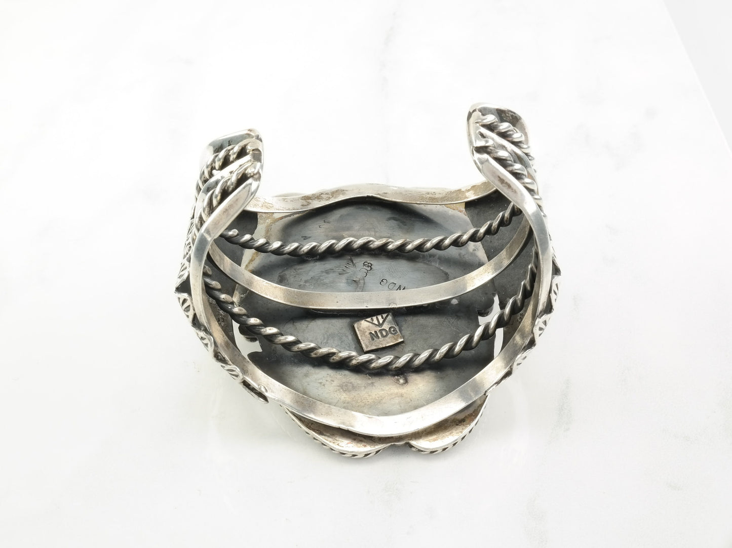 Kewa Cuff Bracelet Blue Kingman's Turquoise Leaf Sterling Silver