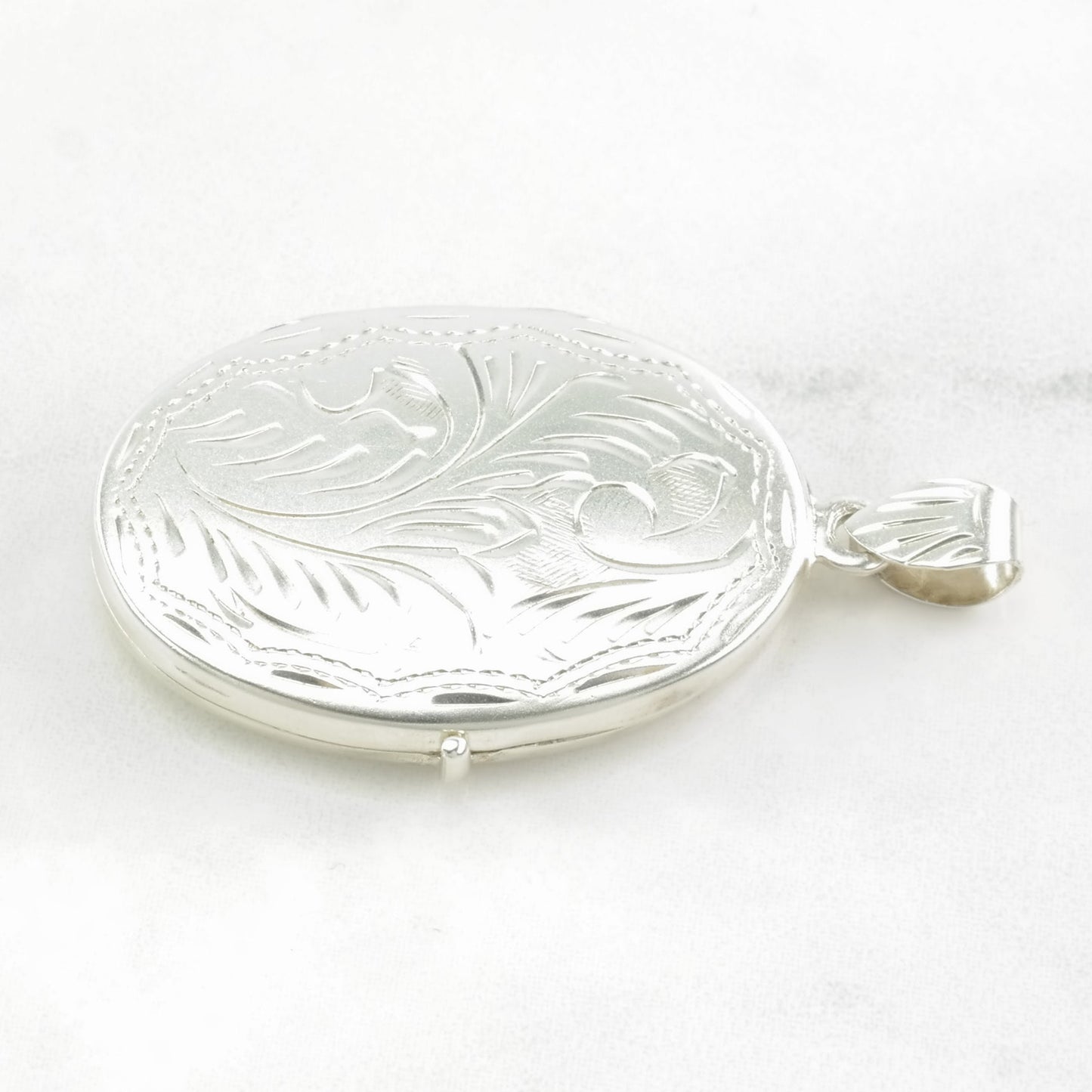 Vintage Engraved Locket Sterling Silver Pendant