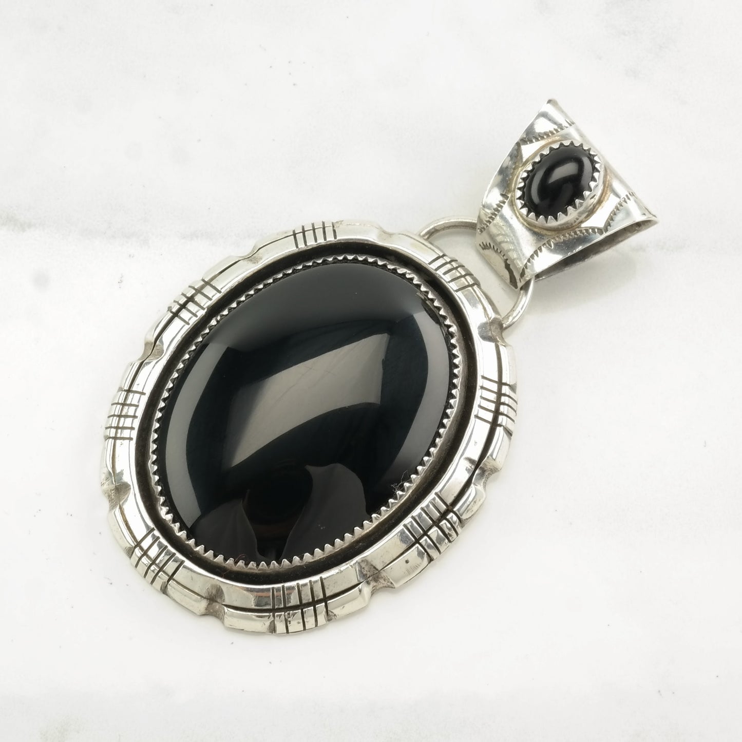 Choice of Vintage Native American Onyx Oval Sterling Silver Pendant