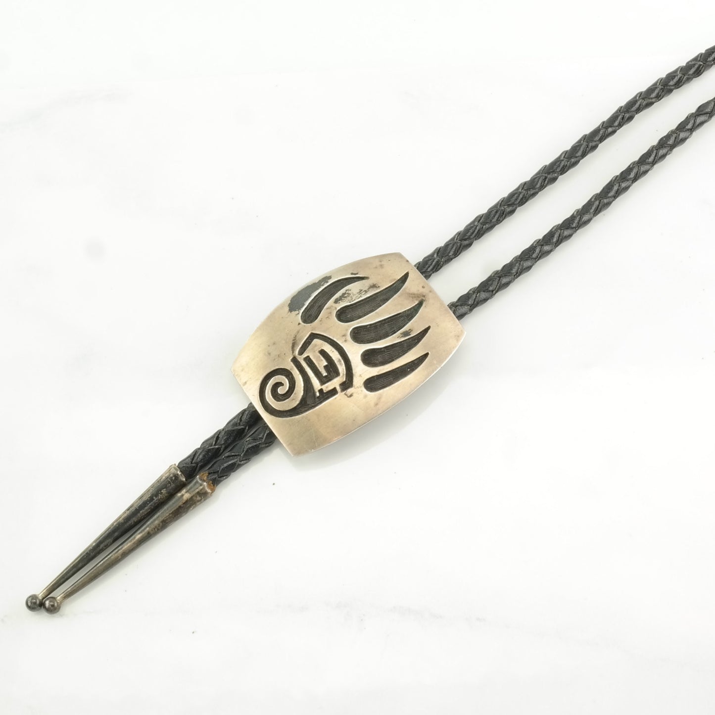 Vintage Hopi, Native American Sterling Silver Overlay Bear Claw Necklace