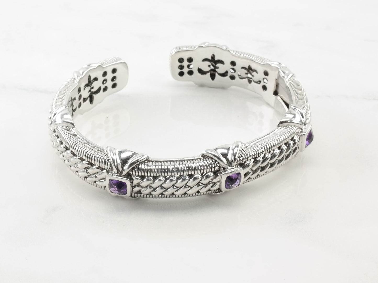Judith Ripka Sterling Silver Cuff Bracelet Amethyst