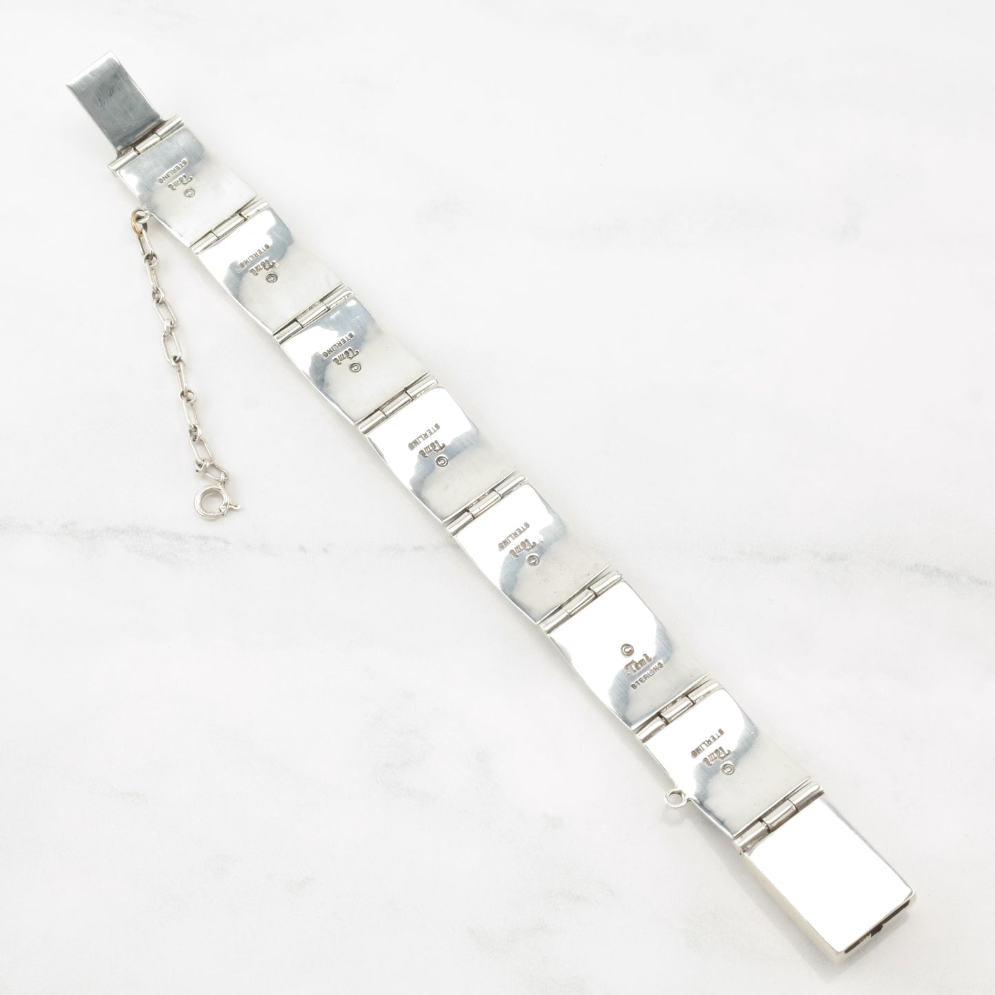 Teme Inlay Sterling Silver Bracelet Turquoise Coral Lapis Shadow Box