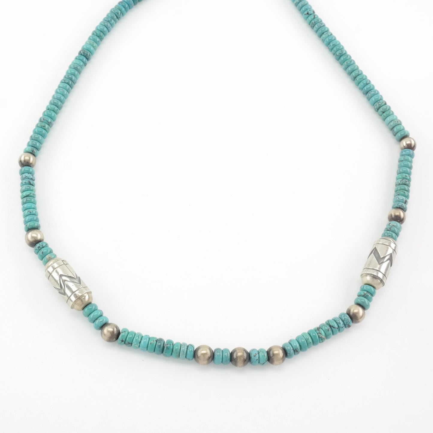 Vintage Running Bear Sterling Silver Blue Turquoise Bead, Overlay Necklace