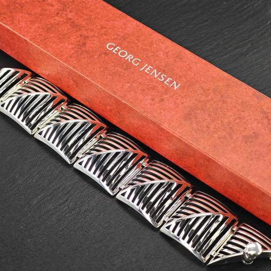 Georg Jensen 389 Grates Abstract Modernist Link Bracelet Sterling Silver