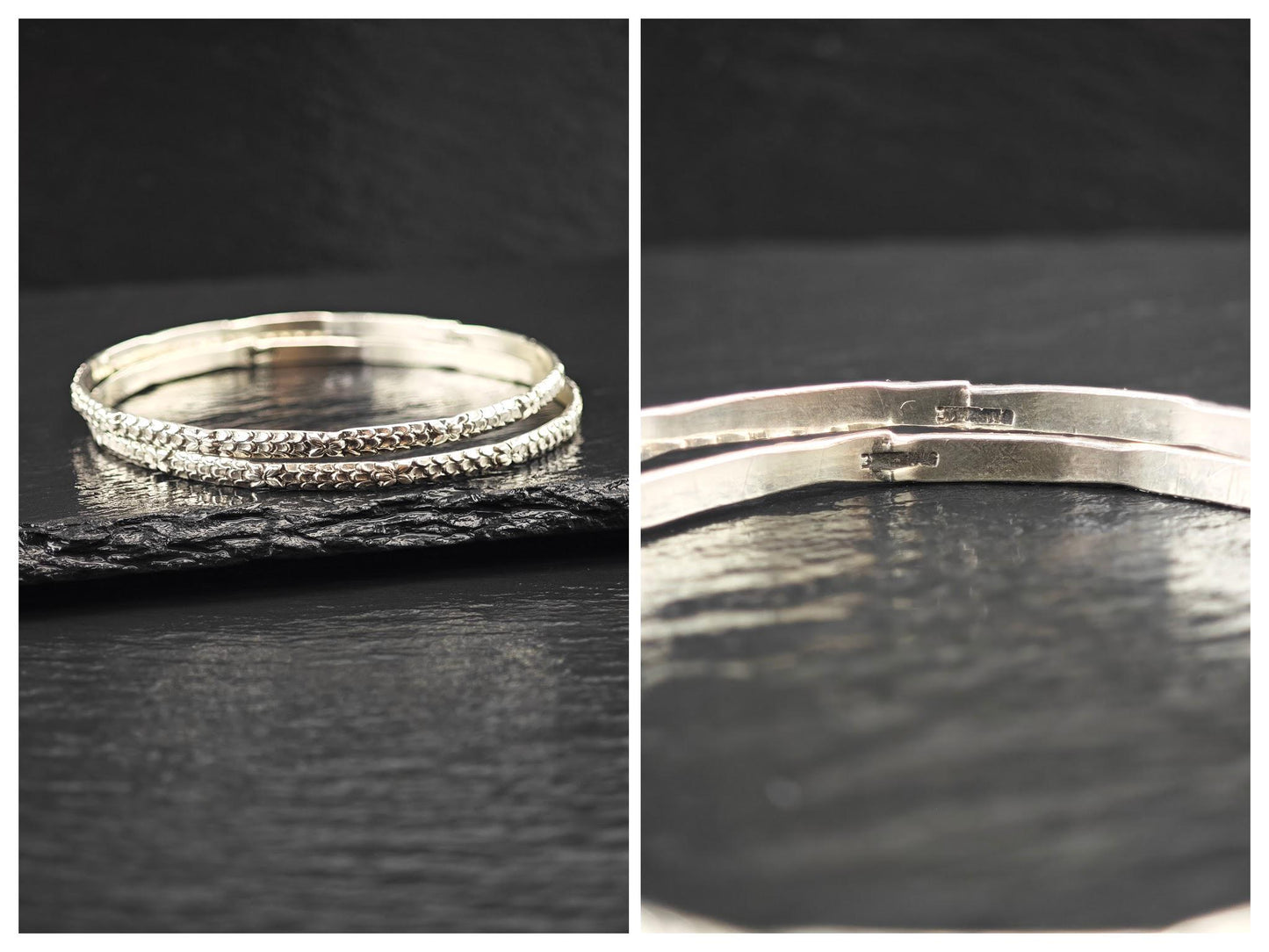 Choice of Stackable Repousse, Bangle Bracelet Sterling Silver