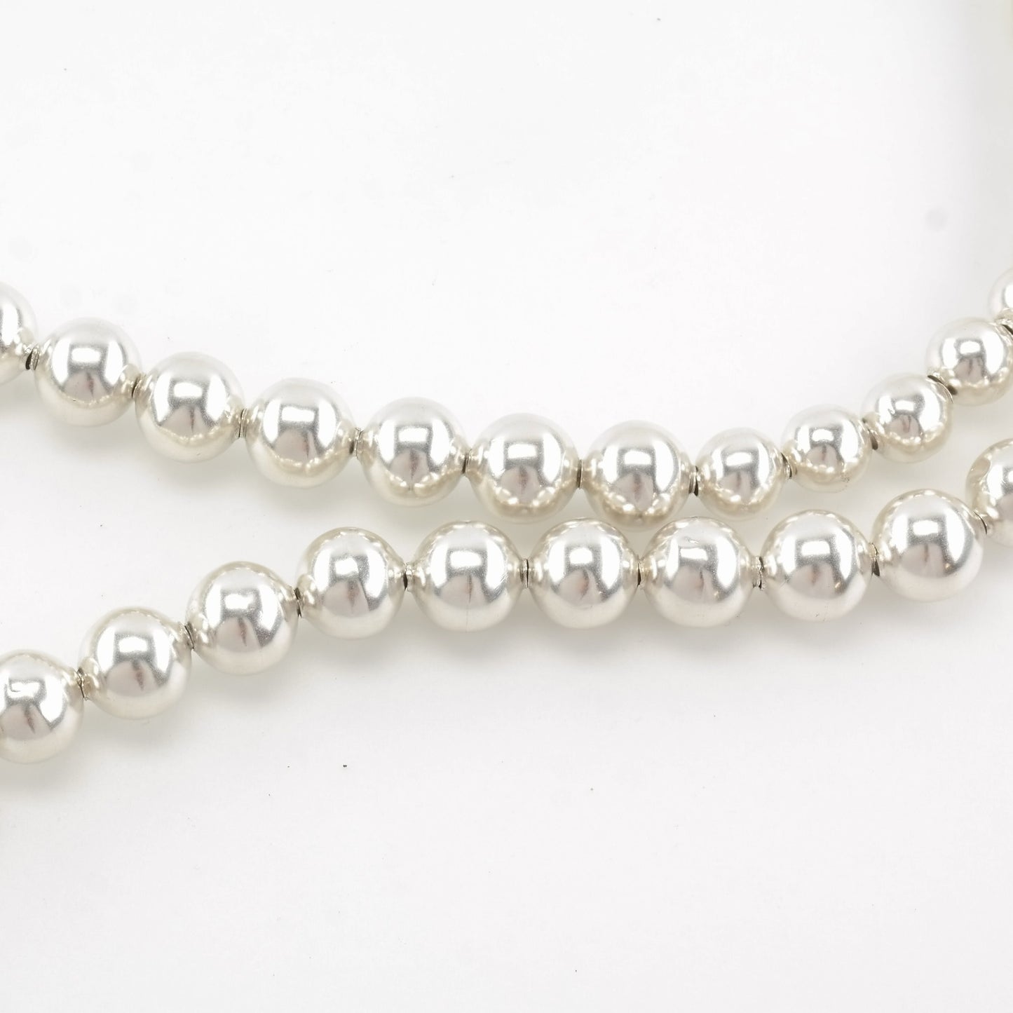 Vintage Southwest Sterling Silver 14 - 10mm Graduating Bead Necklace
