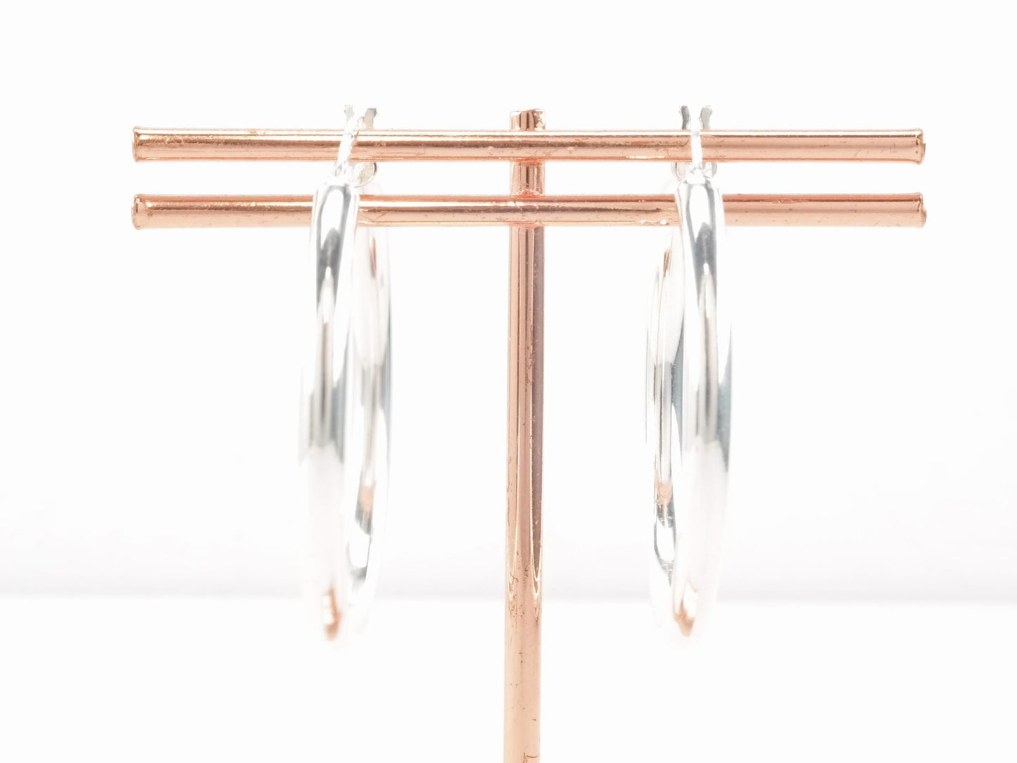 Sterling Silver 3mm Wide Earrings Hoop 1 3/8"