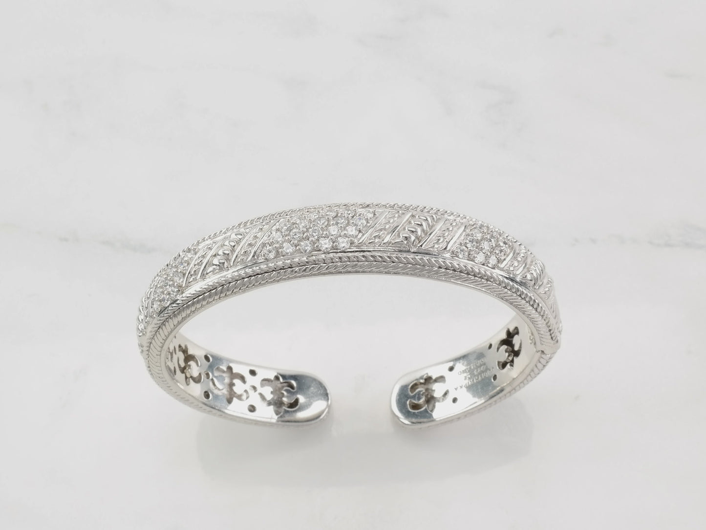 Vintage Judith Ripka Sterling Silver Cuff Bracelet CZ