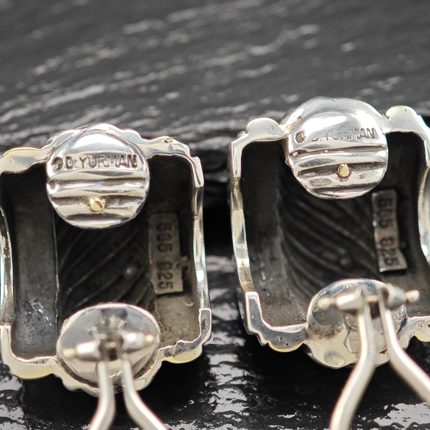 David Yurman Thoroughbred 14K Gold Accent Clip-On Earrings Sterling Silver