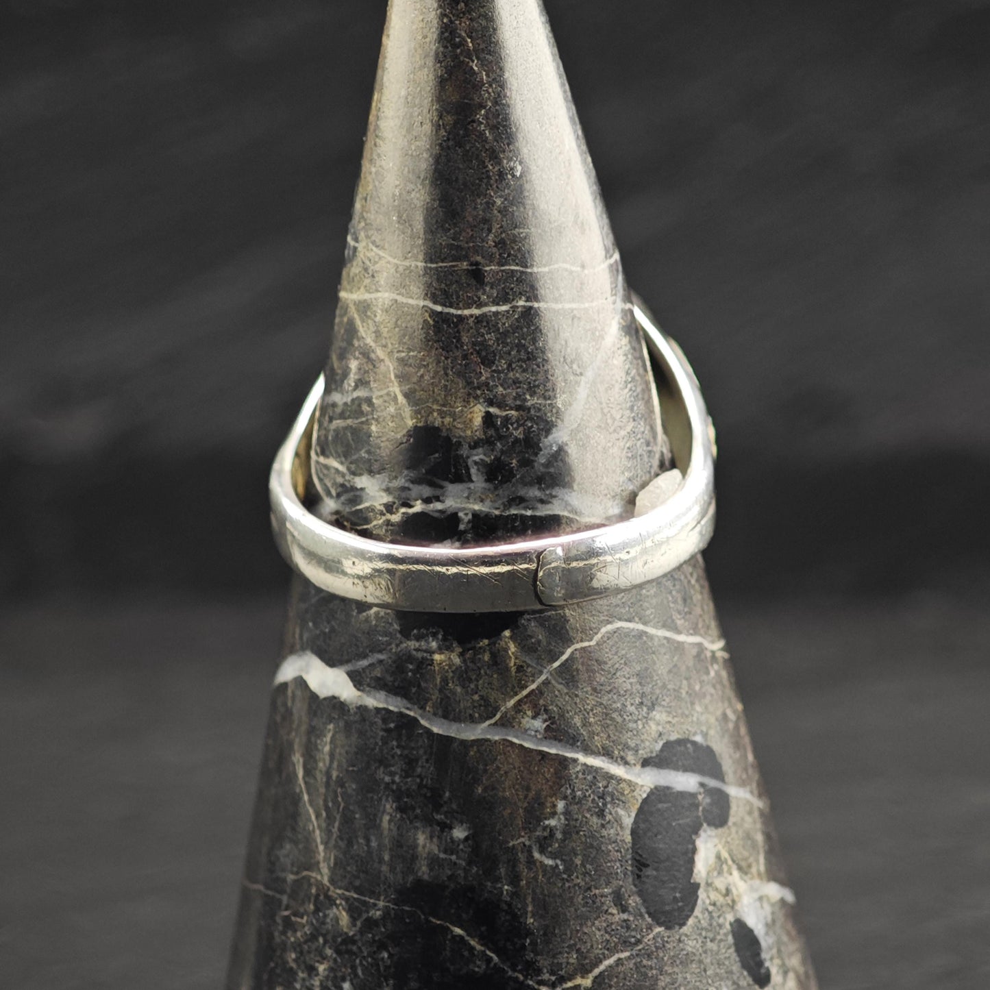 Art Deco Dendritic Moss Agate Signet Sterling Silver Ring Sz 11 1/2 R6719