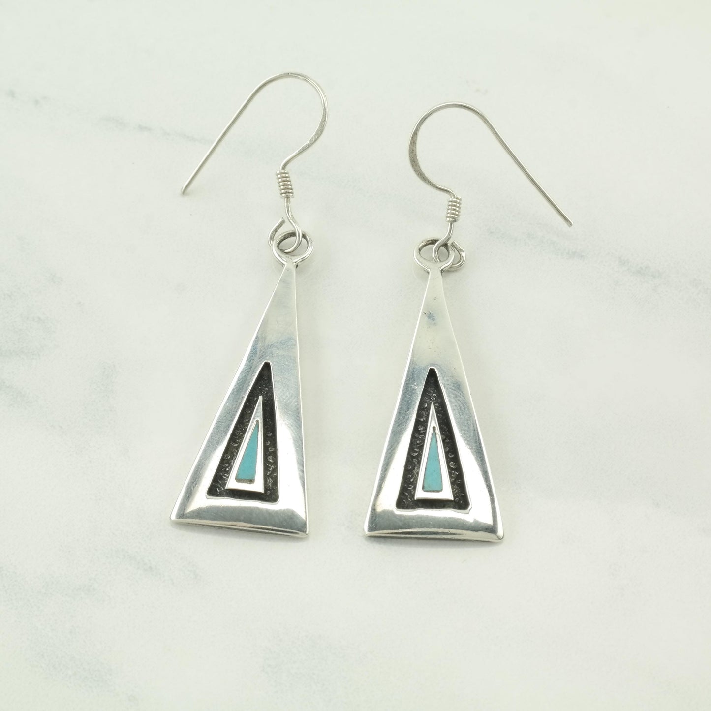 Choice of Vintage Native American Turquoise, Overlay Sterling Silver Fish hook Earrings