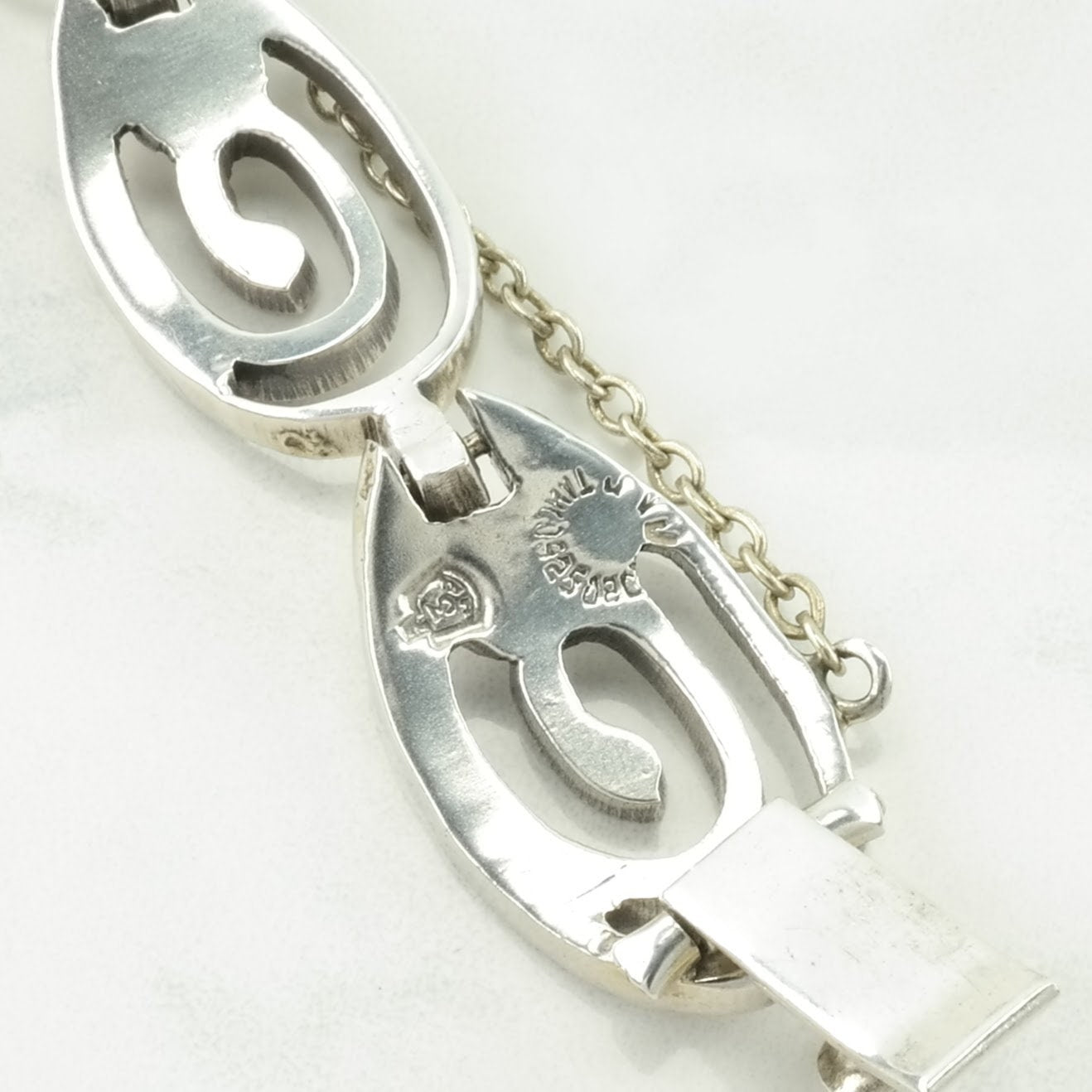 Taxco Sterling Silver Link Bracelet Swirling Links BR2644