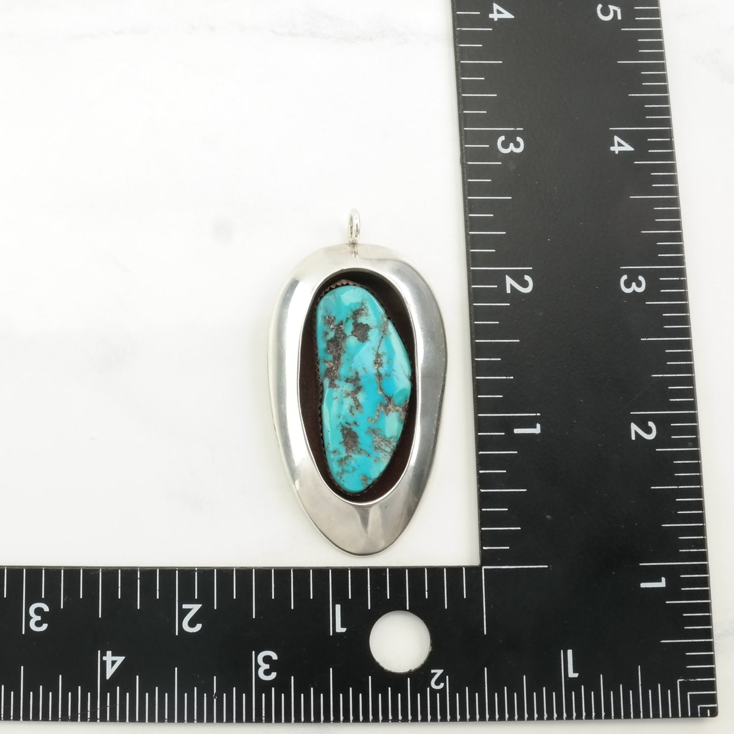 Vintage Native American Turquoise Shadowbox Sterling Silver Pendant