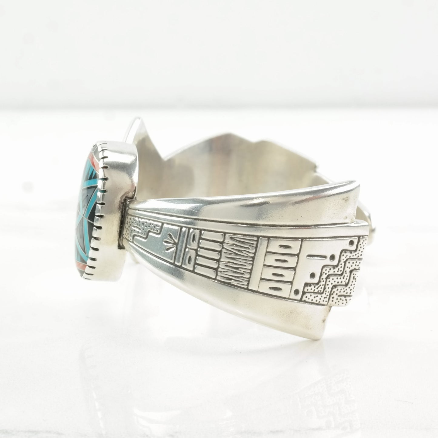 Roderick Tenorio Sterling Silver Cuff Bracelet with Multi-Gem Inlay and Relios