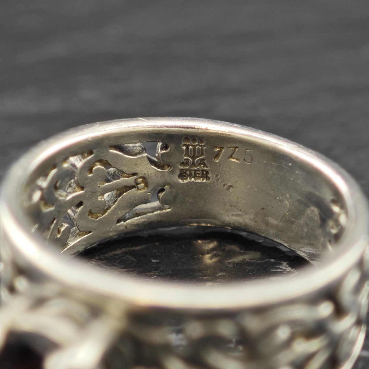 James Avery Filigree Garnet Ring Sterling Silver Sz 6 1/2