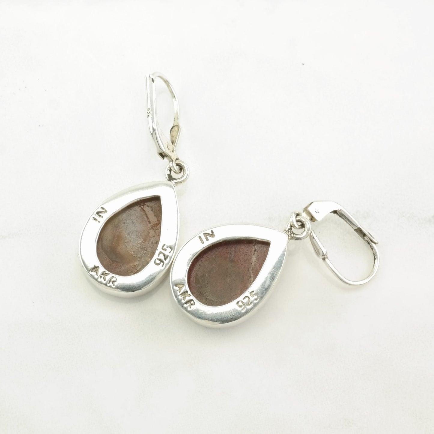 AKR Sterling Silver Blue, Purple Druzy Teardrop Earrings Levers