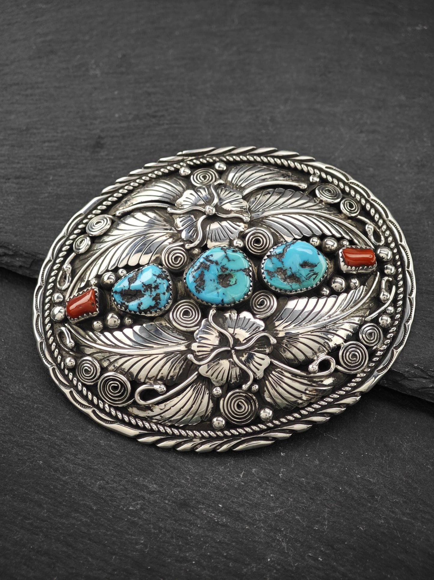 Vintage Native American Belt Buckle Sterling Silver