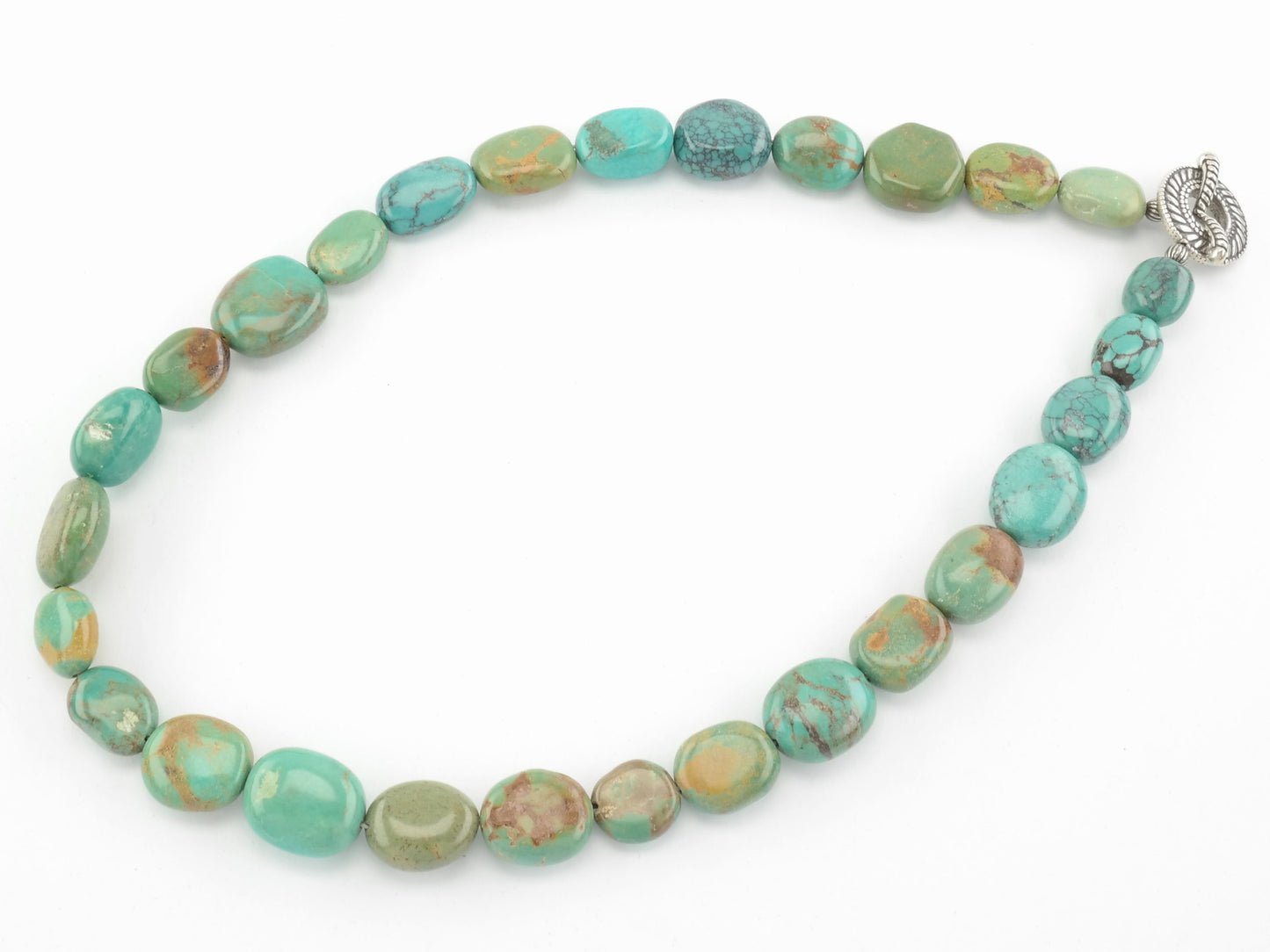 Vintage Relios Turquoise Bead Necklace Sterling Silver