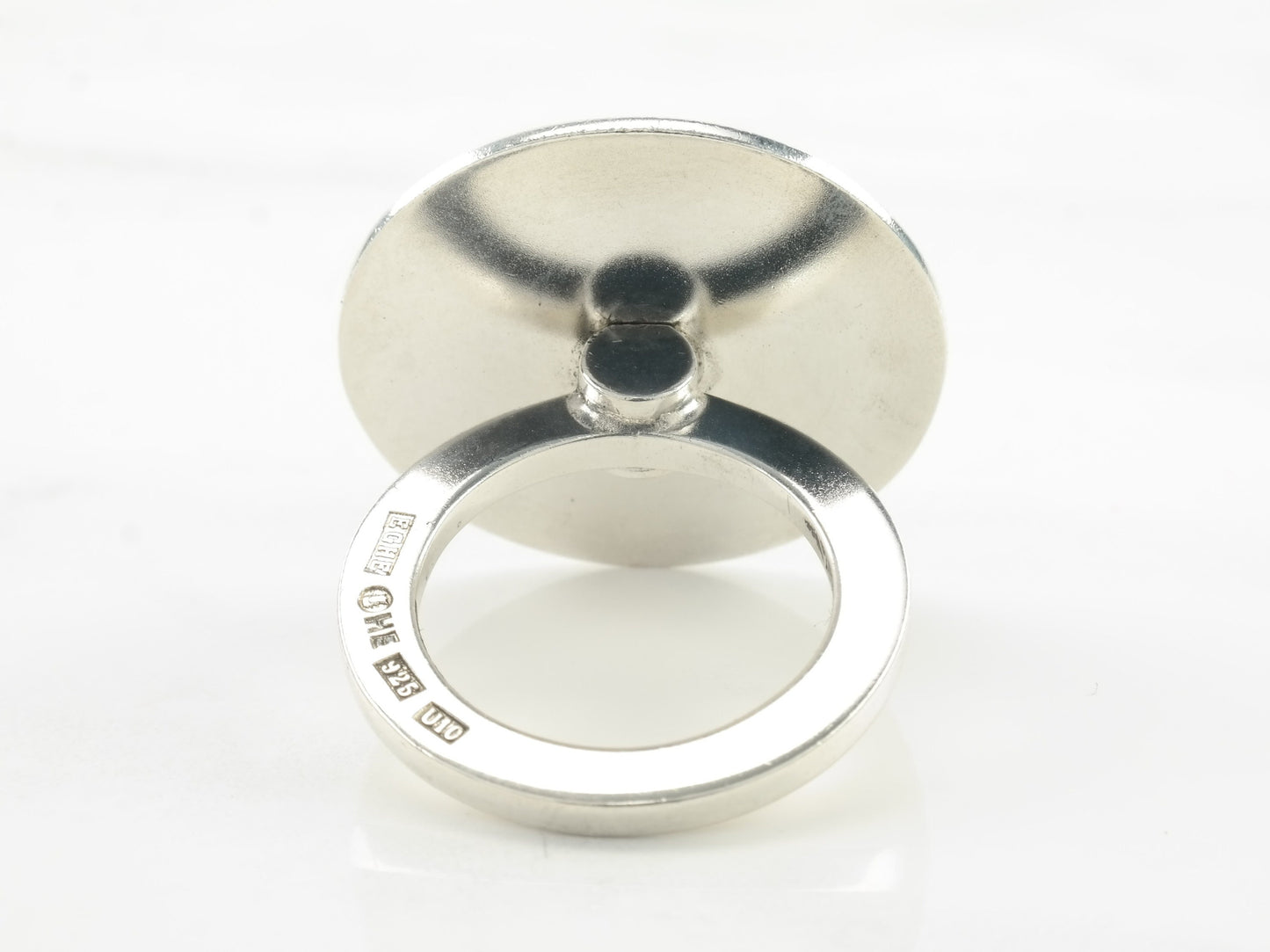 Vintage Modernist Ring Two Tone Disc Spinnable Sterling Silver Gold Tone Size 5 1/2