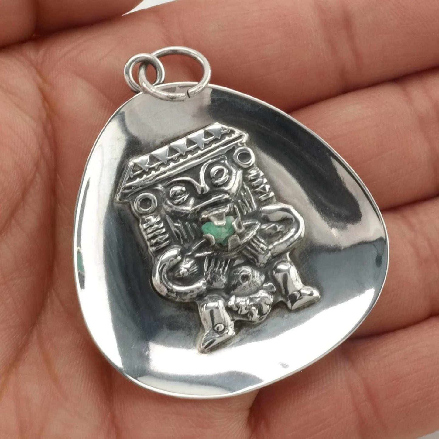 Vintage Emerald Sterling Silver Pendant