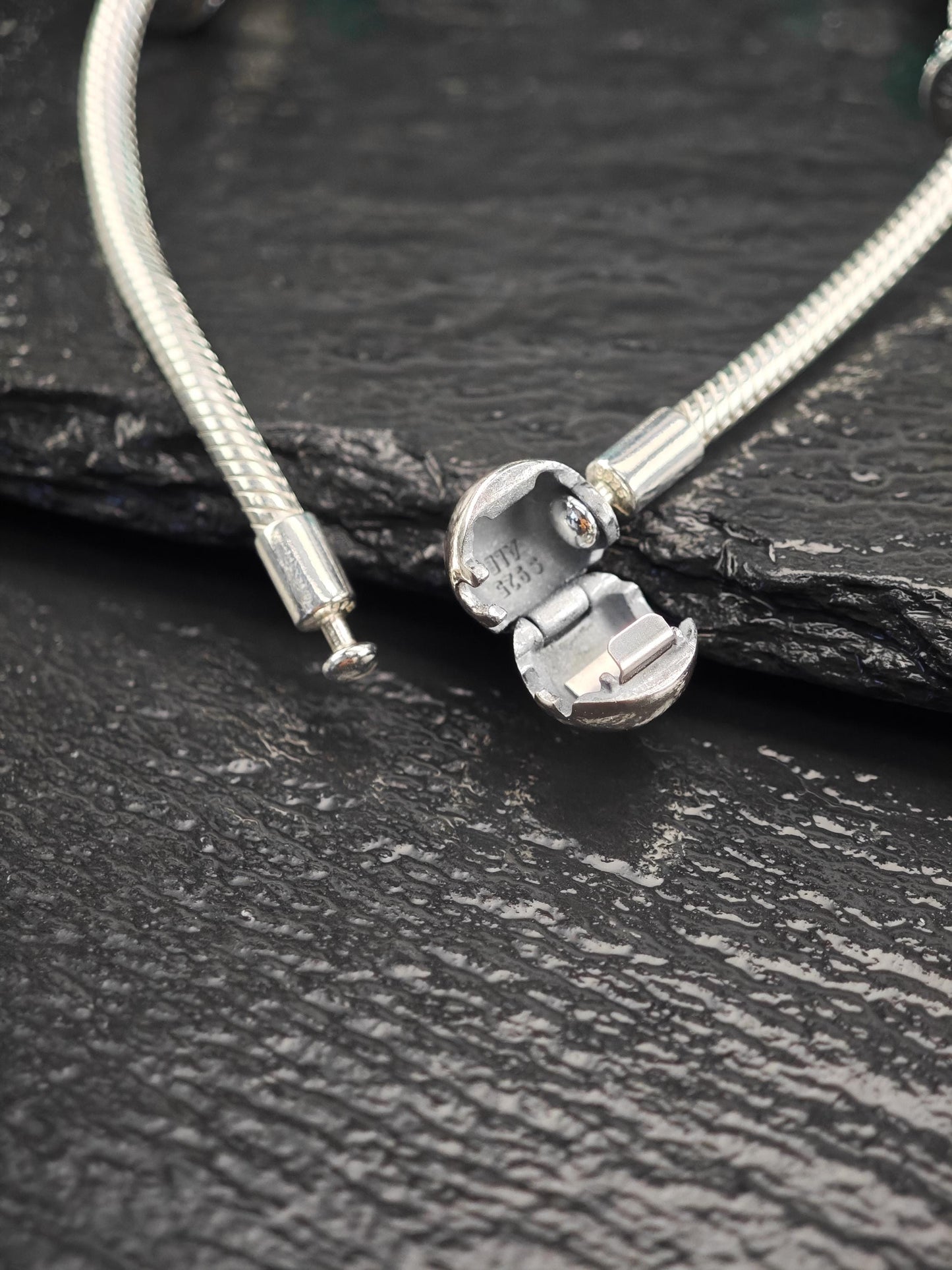 Vintage Pandora Teal 11 Charm Bracelet Murano Sterling Silver