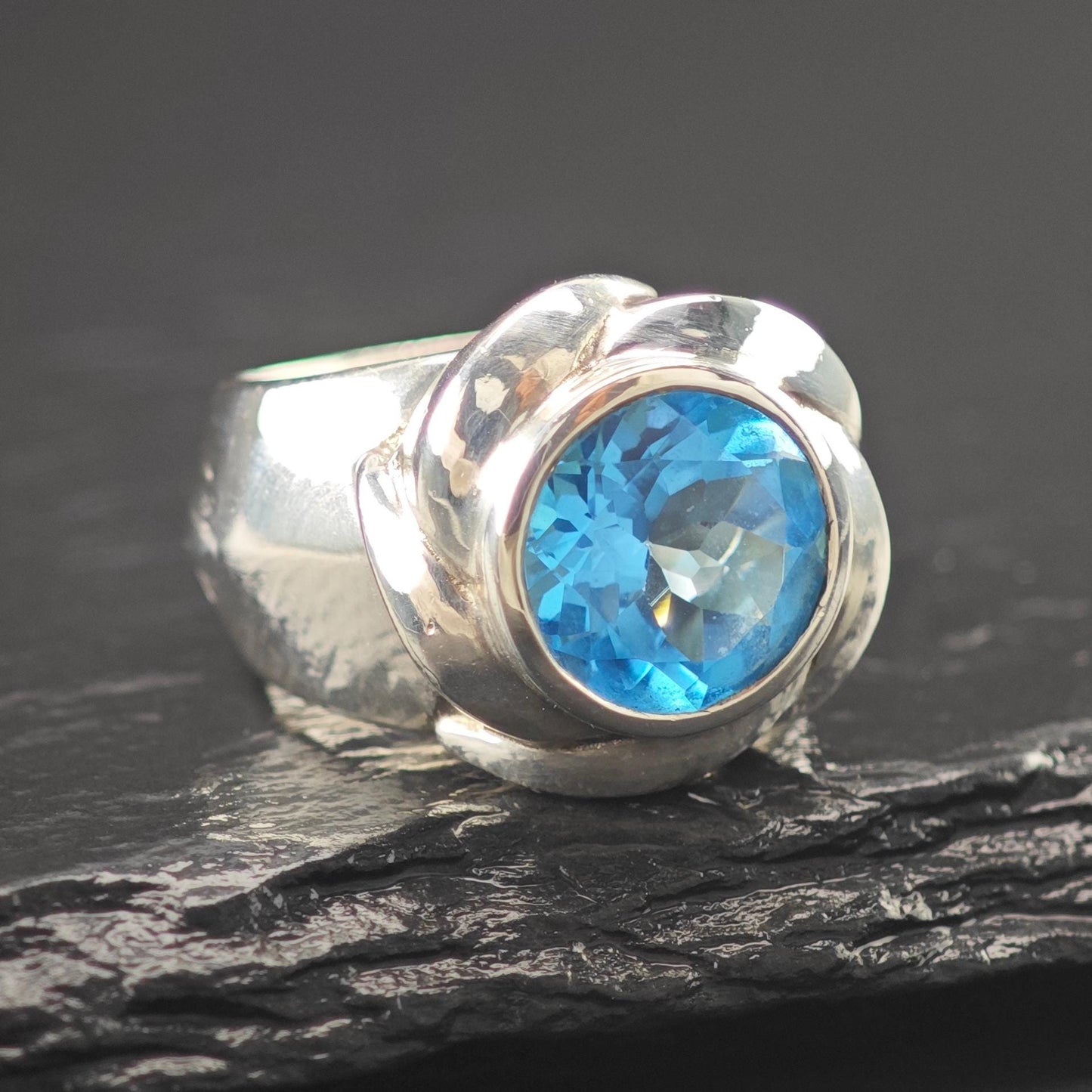 Indonesia Floral Topaz Ring Sterling Silver