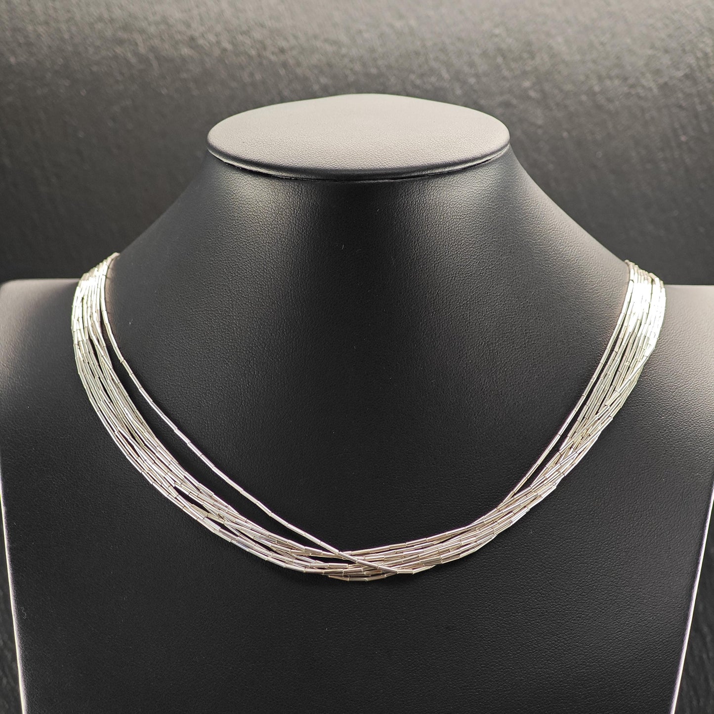 Vintage Liquid Silver 10 Strand, 26 Inch Necklace Sterling Silver