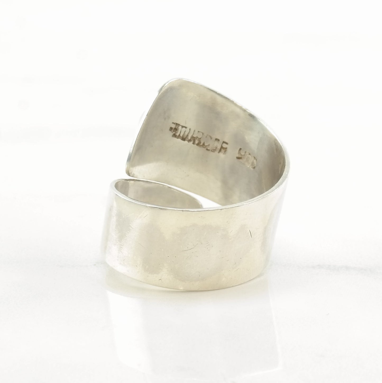 Vintage Sterling Silver Ring Teal Gemstone Wrap Size 7 1/2