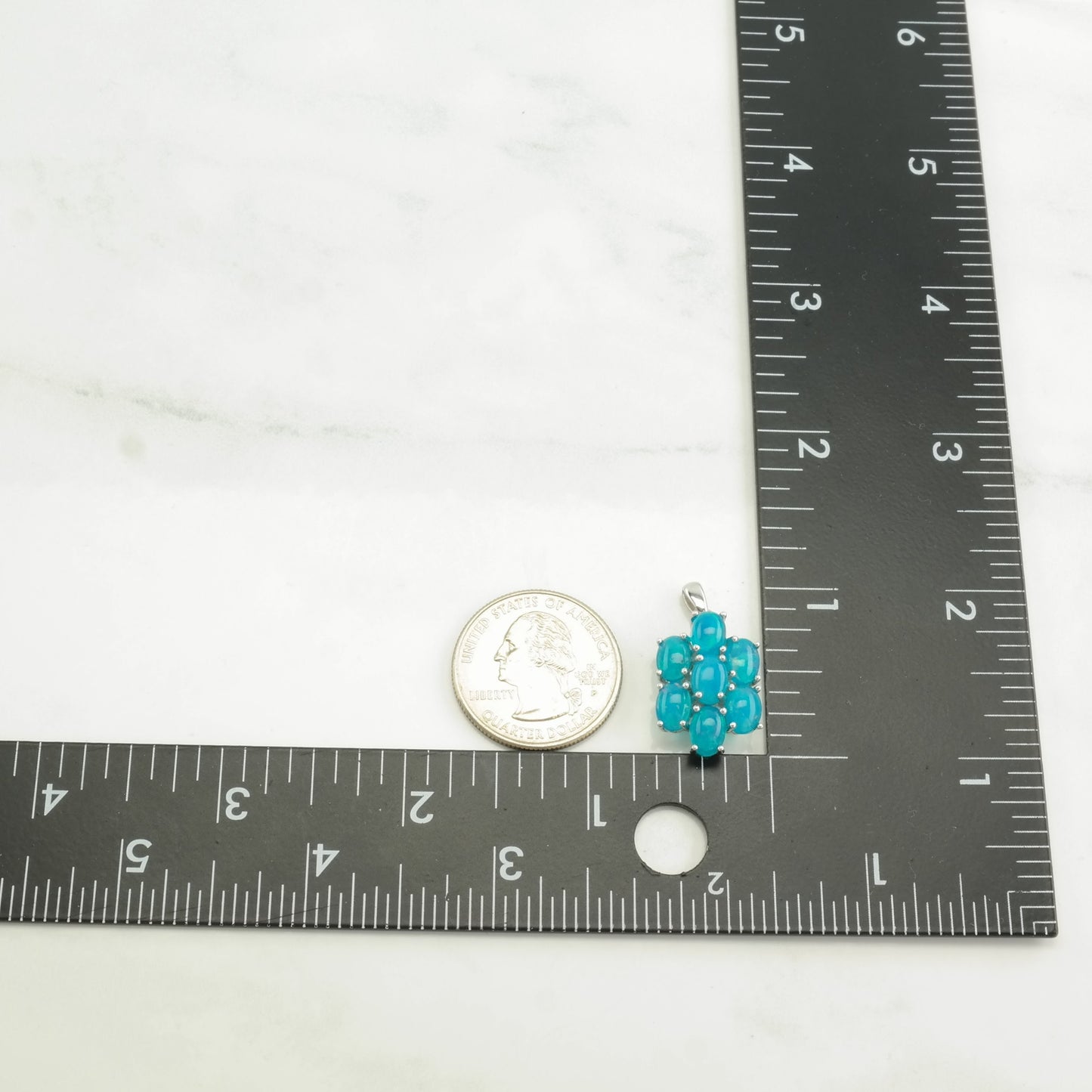 Blue Lab Opal Cluster Sterling Silver Pendant P2178