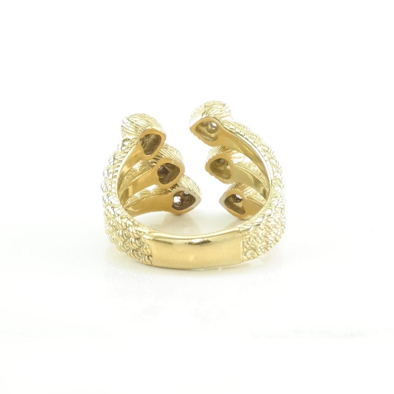 Vintage Judith Ripka Silver Ring DQCZ, Hearts Gold Plated Sterling Size 7