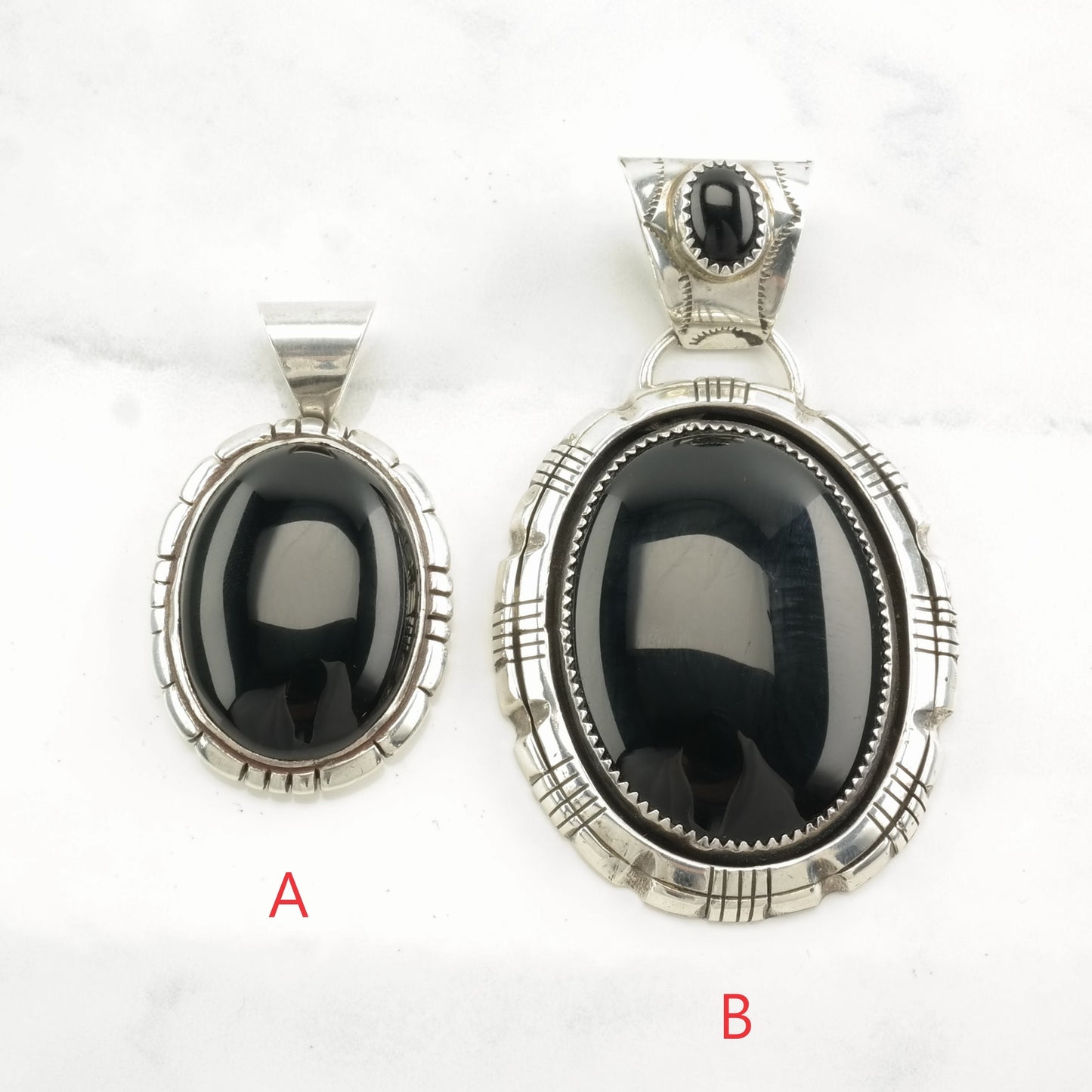 Choice of Vintage Native American Onyx Oval Sterling Silver Pendant