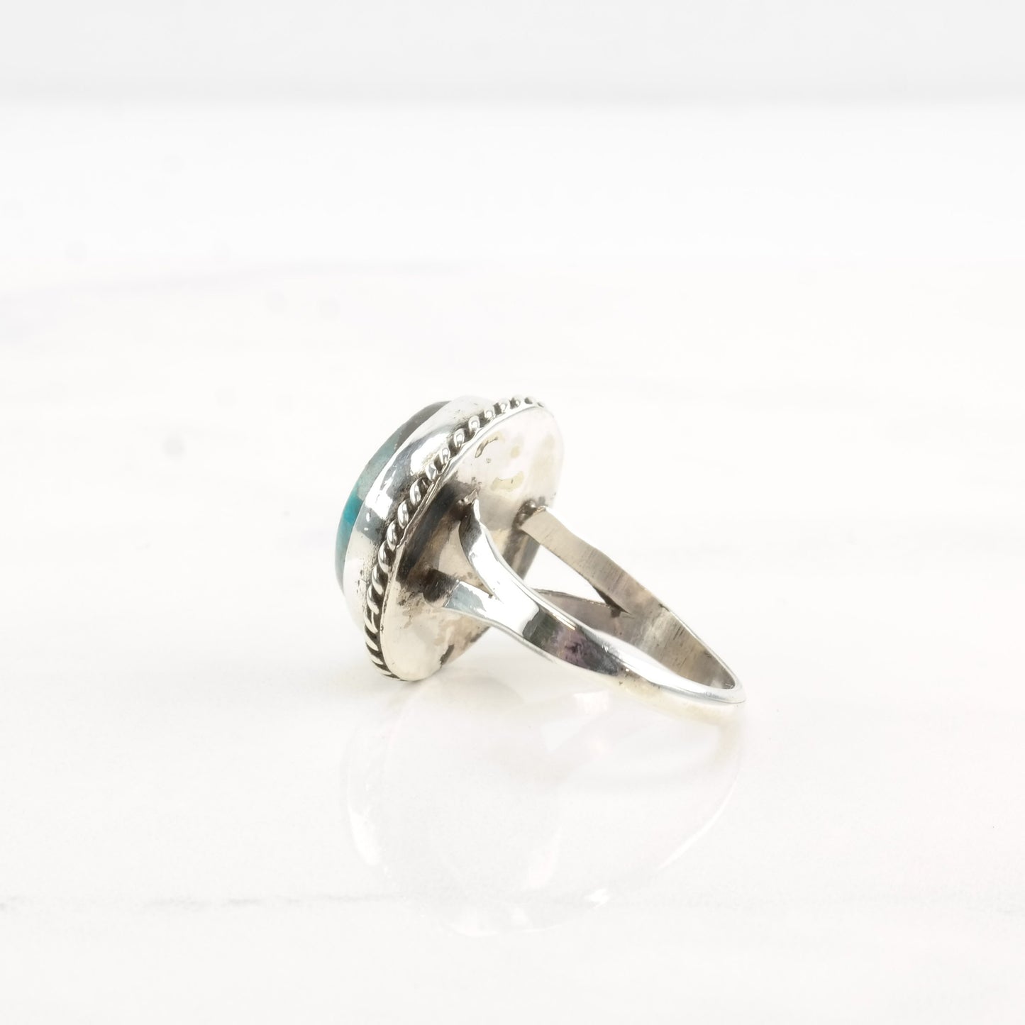 Vintage Native American Silver Ring Turquoise Sterling Size 9 1/2