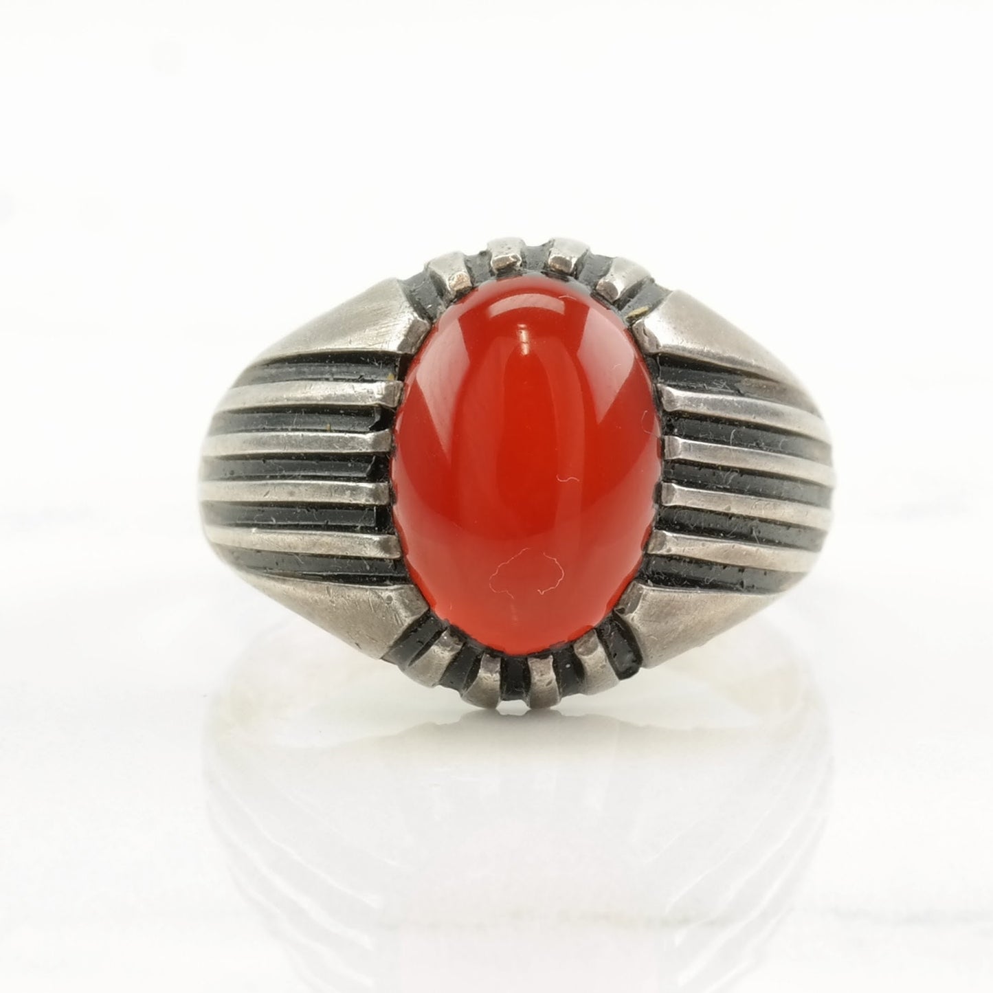Vintage Sterling Silver Ring Carnelian Size 12 1/4