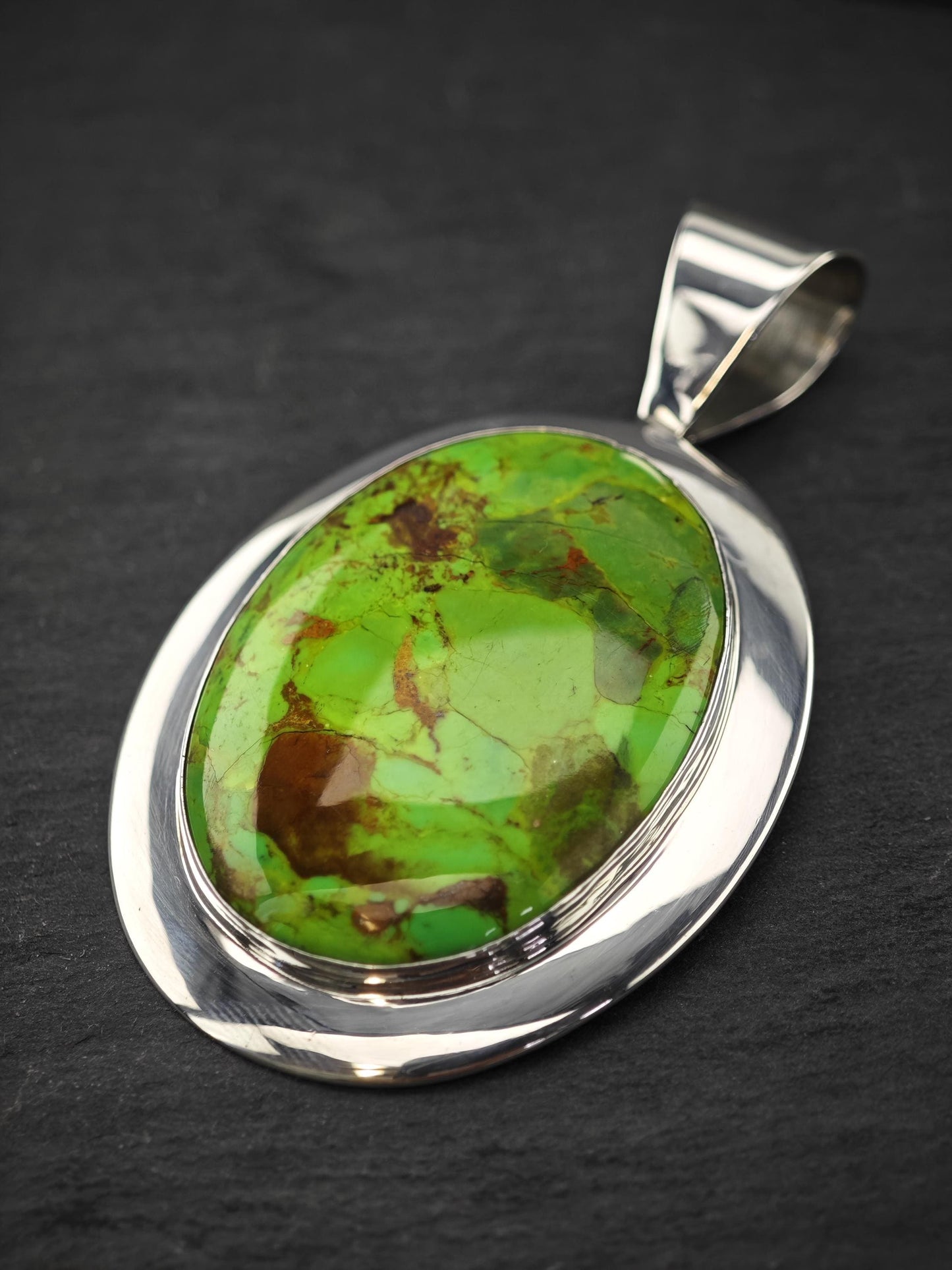 DTR Green Dyed Turquoise Sterling Silver Pendant