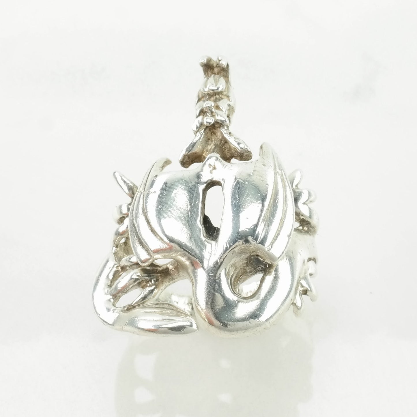 Vintage Handmade Silver Ring Dragon Sterling Size 6 3/4