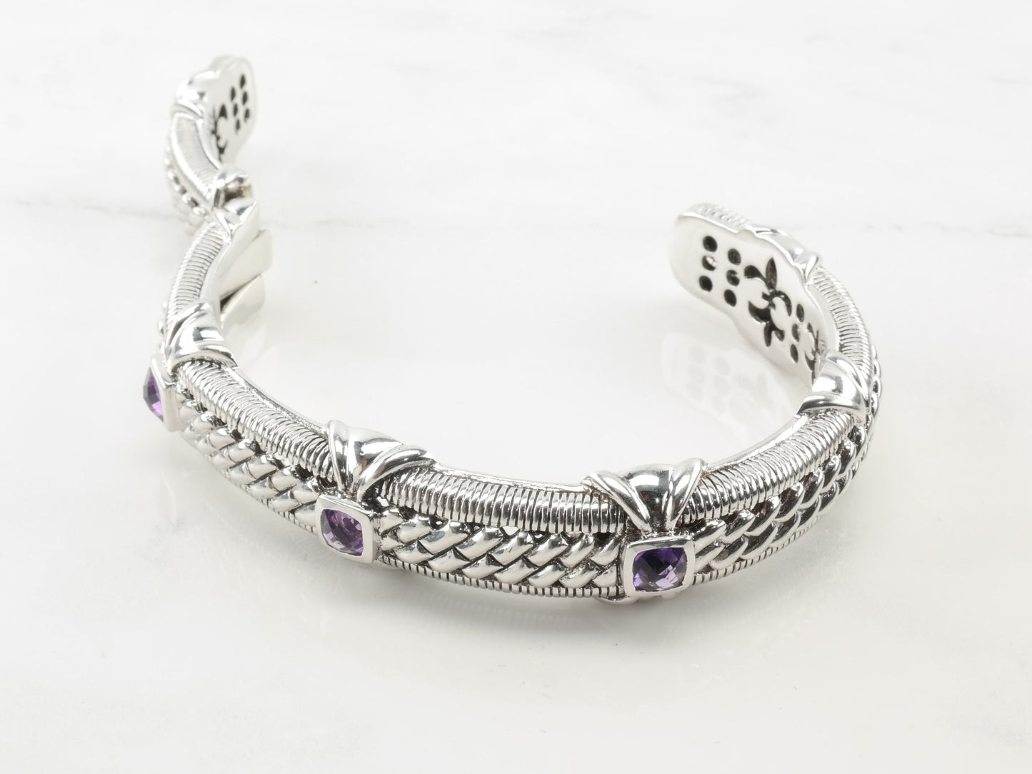Judith Ripka Sterling Silver Cuff Bracelet Amethyst